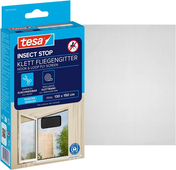 Tesatex 55672-00021-02 Fly Screen for Windows - Anthracite, 1.3mx1.5m