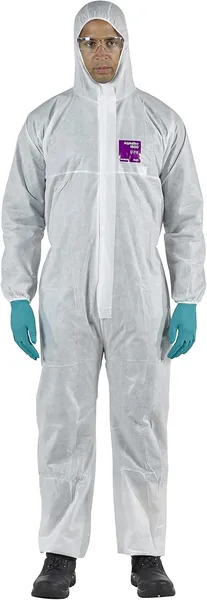 Ansell AlphaTec Bodysuit Men Women Disposable Work Overall with Hood Chemical Protection