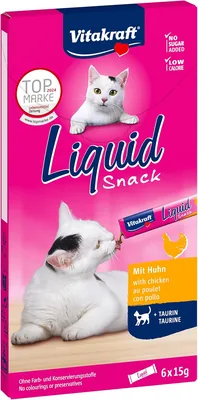 Vitakraft Liquid Snack Poulet + Taurine pour Chat, 6 x 15 g - Meilleures Affaires