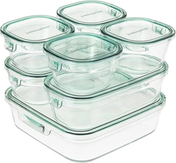 iwaki PSC-PRN-G7 Heat-resistant Glass Storage Container Green Set of 7