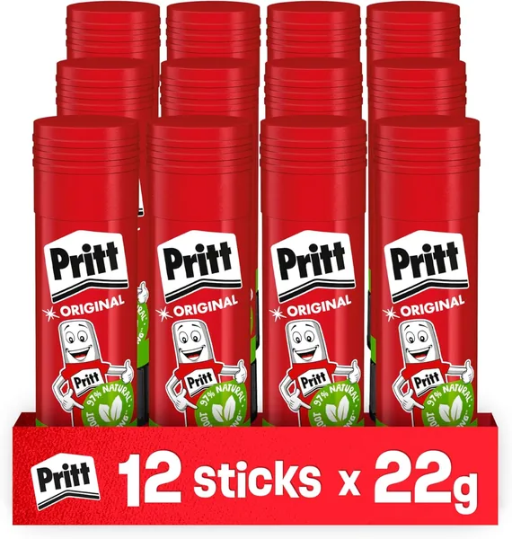 Pritt Glue Stick 12 x 22g Safe and Reliable Kids Glue