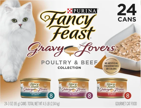 Purina Fancy Feast Gravy Lovers Poultry and Beef Grilled Gourmet Wet Cat Food Variety Pack - (Pack o