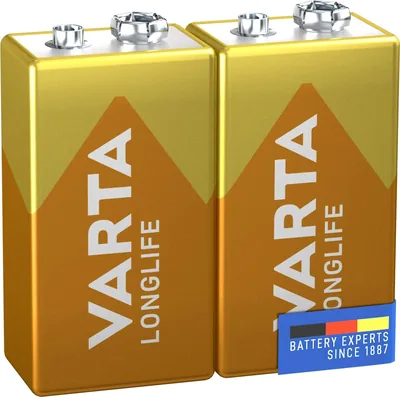Varta Longlife 9V Block Batterij 6LR61 (Set van 2) Alkaline E-Block Batterijen Ideaal voor Brandalarm en Rookmelders