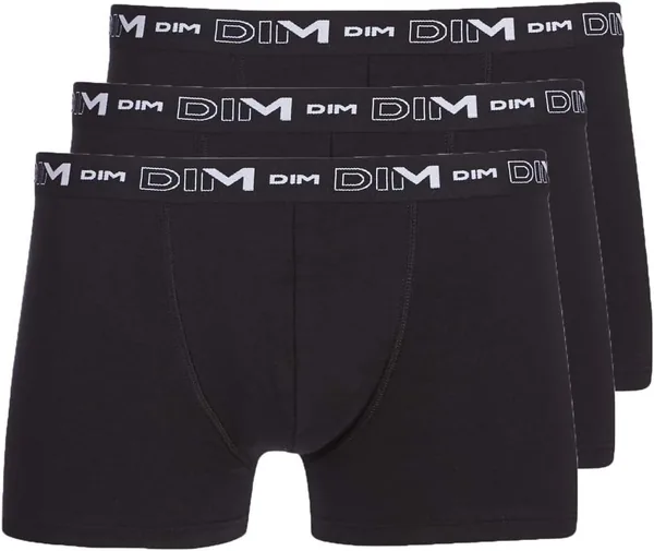 DIM - Lot de 3 Boxers pour Hommes, Tissu Coton Respirant, Soutien Optimal (3x Noir) - 26% de réduction