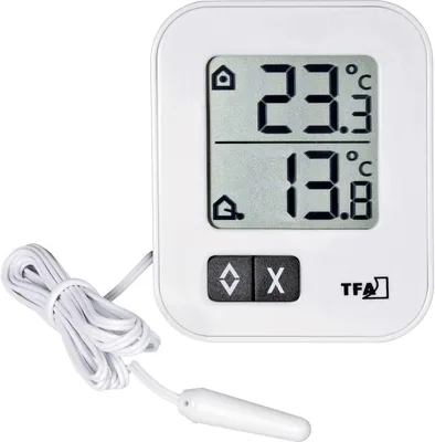 TFA Dostmann Digital Inne och Utomhus Thermometer MOXX, 30.1043.02, Vit