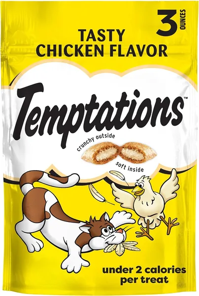 Temptation Cat Treats with Delicious Chicken, 75g Cat Treats, Crispy Outside, Tender Inside