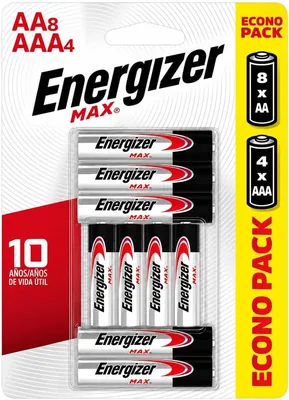 Energizer - Pilas Alcalinas AA y AAA, MAX 12 Piezas, 8 Doble A y 4 Triple A | Econopack