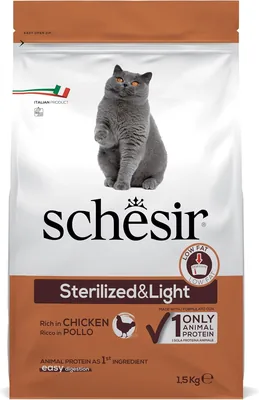 Schesir Sterilized and Lightweight Dry Food for Cats Adults Croquettes 1.5 kg