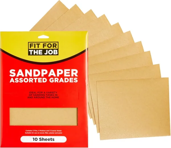 Fit For The Job 10 Large A4 Size Sheets Sandpaper Assorted Grades
