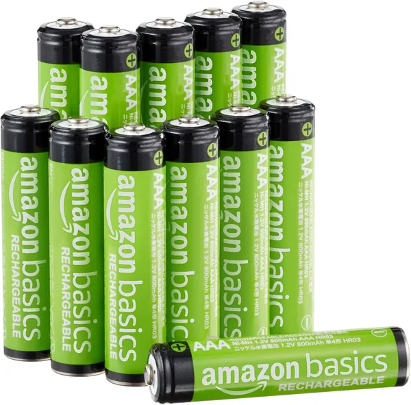 Amazon Basics 12 Pack AAA NiMH Rechargeable 800mAh 1.2V Batteries