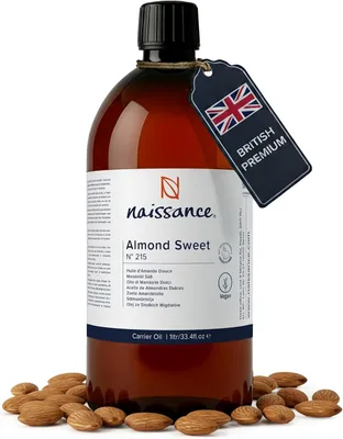 Naissance Sweet Almond Oil (No. 215) 1 Liter - Bra, Naturligt, Svårt Att Tro Pa - Vegan & Utan GMO - Näringskraftig & Hydrerande - Hår