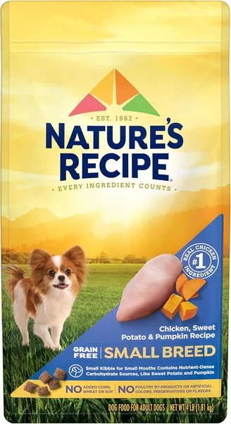 Nature's Recipe Grain Free Small Breed Dry Dog Food, Chicken, Sweet Potato & Pumpkin Recipe, 4 lb. B