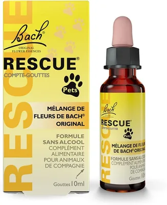 Dropper pour Animaux de Compagnie Rescue Pets, Sérénité à Portée de Main, Complément Alimentaire Végétalien, 1 Bouteille, Jaune, 10 ml - Meilleur Prix