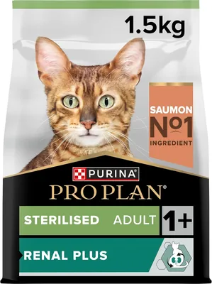 Pro Plan Stérilisé Adult RENAL PLUS Saumon 1.5kg - Nourriture pour chat stérilisée au goût de saumon