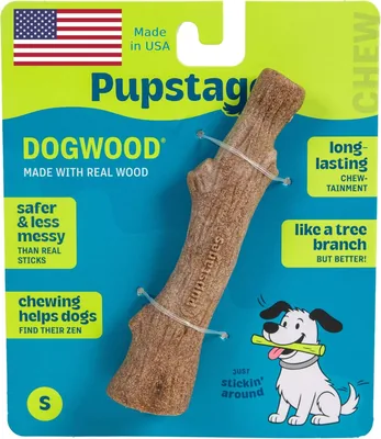 Petstages Dogwood Chew Toy - Durable Dog Stick from Real Wood, Small Size, USA Made