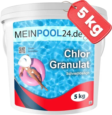 MEINPOOL24.DE Chlorin Granulat 5 kg Schnell löslich 56% Aktivchlor Poolchemie Deutsche Markenqualität Sicher und Schnell