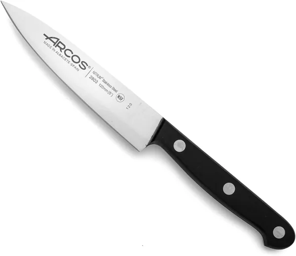 Arcos Chef Knife Stainless Steel Kitchen Knife for Cutting and Peeling Small Foods Ergonomic Handle Polyoxymethylene Blade 120 mm Universal Series Black