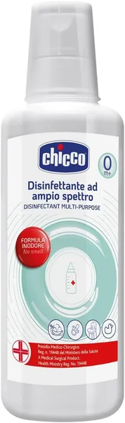 Disinfettante Chicco Multiuso Liquido 1 Litro - Sanifica Bottiglie, Tette, Ciucali e Giocattoli - Soluzione per Decontaminazione