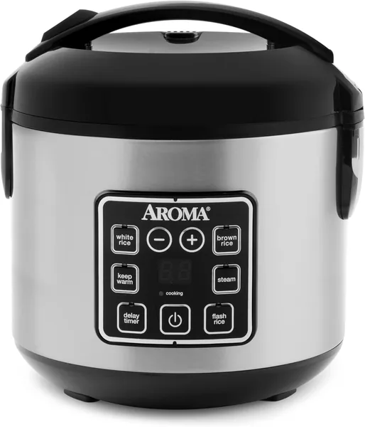 AROMA Digital Rice Cooker, 4-Cup (Uncooked) / 8-Cup (Cooked), Steamer, Grain Cooker, Multicooker, 2 Qt