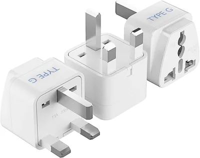 Ceptics UK Travel Plug Adapter (Type G) - 3 Pack Grounded & Universal Best Deal