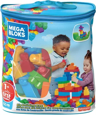 Mega Bloks Sac Bleu, ensemble de blocs de construction pour enfants, 60 pièces, dès 1 an, DCH55 - Meilleur Prix