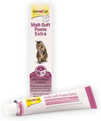 GimCat Malt-Soft Extra Paste - Snack Anti-Poil pour Chats, Favorise l'Élimination des Poils - 1 Tube (1 à 50 g) - 37% Off