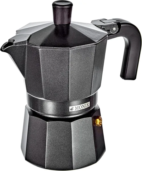 Monix Vitro Noir Italian Aluminium Coffee Maker 3 Cups