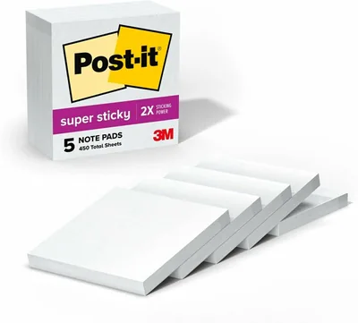 Post-it Super Sticky Notes 5 Pads, 3x3", Best Deal