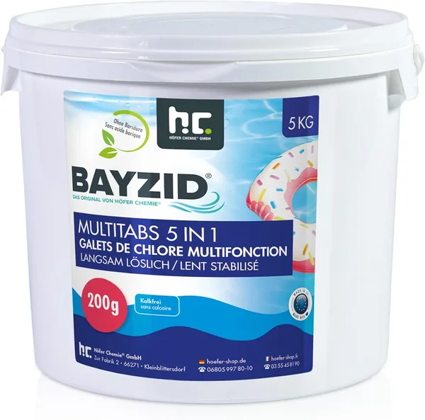 Bayzid Chlorine Multitabs 5-in-1 200g Tablets for Pool - 5kg