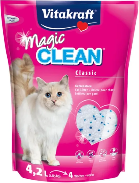 Vitakraft Magic Clean - Litière pour Chat à Base de Silice - Neutralisation Rapide des Odeurs - 1 Mois (1 x 4.2L) - 80% de Réduction