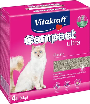 Vitakraft Compact Ultra, Kattebord, Klumpad litter, Enkelt att räkara (1x 4 kg)