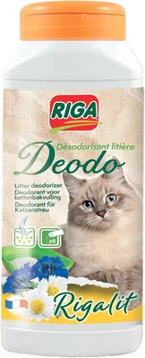 RIGA - Rigalit Déodo - Litière pour chat déodorante - Parfum floral - Neutralise les odeurs et les bactéries - Prolonge la durée de vie de la litière