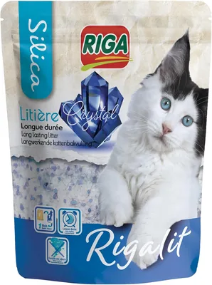 Rigalit Crystal - Litière absorbante minérale pour chat - Silice gel - Absorbe les odeurs - Développement antibactérien - 2.2 kg - Meilleur Prix