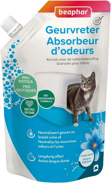 Absorbant d'odeurs BEAPHAR, granulés concentrés pour litière de chat, neutralise les odeurs désagréables, laisse une fragrance agréable (fraisne)
