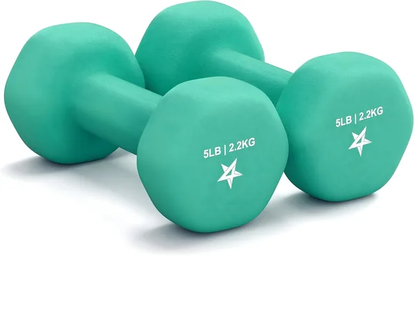 Yes4All Neoprene Coated Dumbbell Hand Weight Sets of 2 - Multiple Weight Options with 15 Colors, Hexagon Shape, Anti-roll, Anti-Slip
