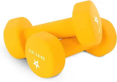 Yes4All Neoprene Coated Dumbbell Hand Weights 2x1kg - 15 Colors, Anti-Roll, Anti-Slip