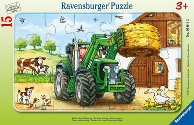 Ravensburger Barnspuzzel - 06044 Traktor på farmen - Ramadpuzzel för barn från 3 år, med 15 stukar, Havmåne