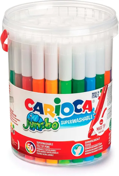 CARIOCA Jumbo | Children's Washable Markers in Jar with Handle