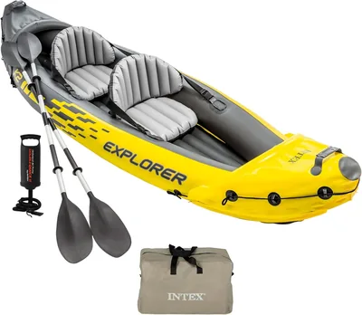 Kayak Intex Explorer K2: Kajak Gonfiabile da 2 Persone con Remi in Alluminio e Pompa Aria ad Alta Potenza - Sconto del 51%
