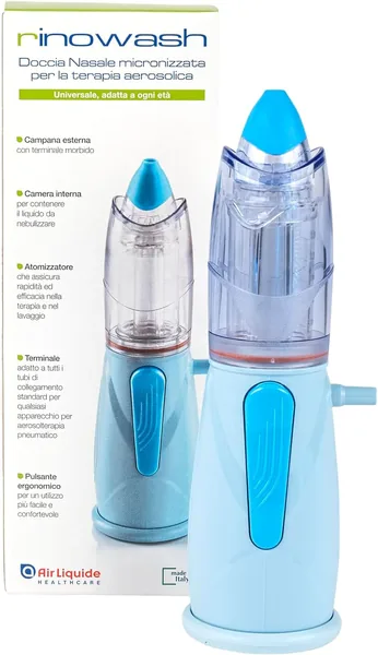 RINOWASH Micronized Nasal Shower for Upper Airway Therapy Aerosol Therapy Suitable for Adults and Children