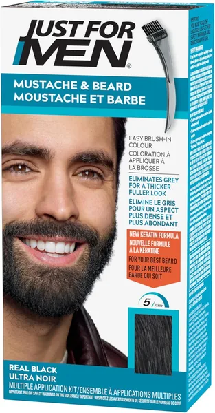 Just For Men Mustache & Beard, Beard Dye for Men with Brush Included