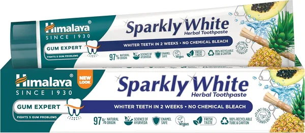 Himalaya Sparkly White Pasta do Zębów 75ml - Wybielanie i Ochrona Zdrowych Dziąseł, Bezpieczna dla Szkliwa, Wzmacnia Zęby | Najlepsza Cena