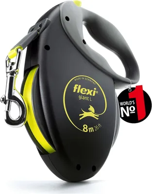 Flexi Giant Belt - Geen advent kalender voor honden - Zwart en Neon Geel - 39% Korting