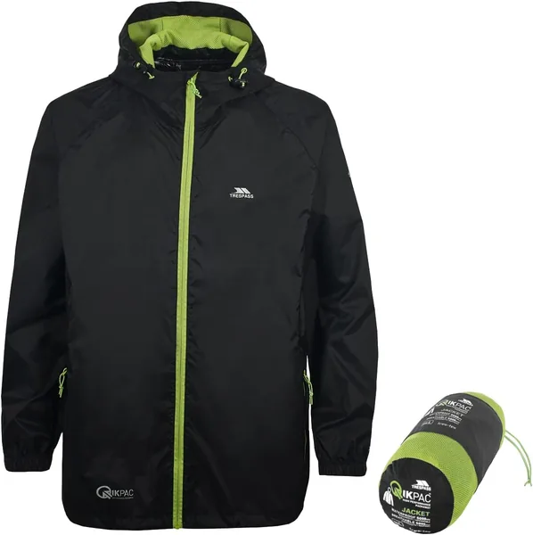 Trespass Adults Waterproof Jacket Qikpac - Lightweight Packaway Raincoat