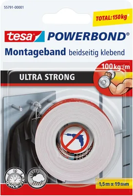 tesa Powerbond Ultra Starke Doppelseitige Klebestreifen für Dauerhafte Befestigung Innen und Außen 1.5 m | 45% Rabatt