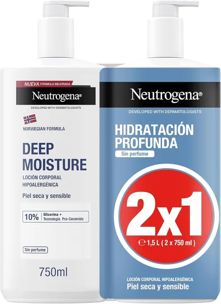 Lotión corporal hidratante profunda Neutrogena, 2x750ml - 56% de descuento