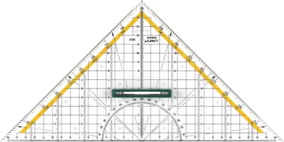 Linex 2632 Carré en plastique avec poignée, 30 cm, Protractor, Poignée amovible, Facet, Pinceaux à encre, Échelle métrique