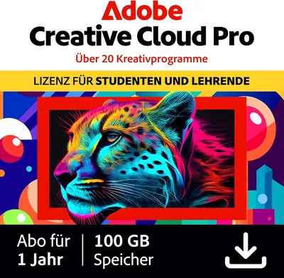 Adobe Creative Cloud Pro | Schüler & Lehrer | Grafikdesign | Gen AI | 1 Jahr | PC/Mac | Digitaler Download Best Deal
