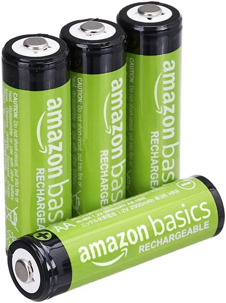 Amazon Basics 4-Pack Rechargeable AA NiMH Batteries, 2000 mAh, 1.2V