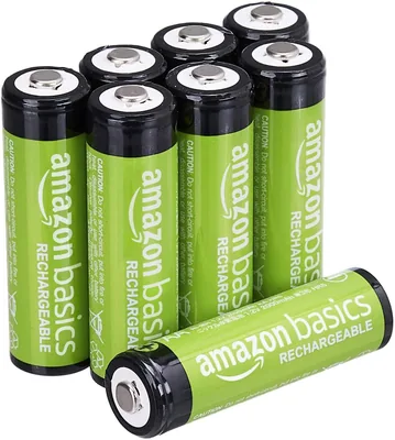 Amazon Basics - Paquete de 8 pilas recargables AA NiMH de 2000 mAh, recargables hasta 1000 veces, precargadas (22% Off)